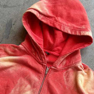 2025 high Quality Heavy gsm Zip up hoodie Acid wash Suit Casual Loose fashionable rhinestone Jogger For men tracksuit - Product Image 2