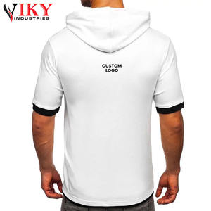 Men Solid Color Hooded <b>Short</b> <b>Sleeve</b> T-Shirt in Different Color Drawstring Custom T Shirt <b>Hoodies</b> Half <b>Sleeve</b> Men - Product Image 6