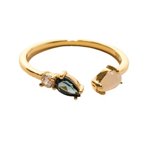 Handcrafted S925 14K Gold Plated London <b>Blue</b> Topaz Moonstone CZ <b>Ring</b> Thailand Factory Wholesale Fine Jewelry OEM ODM - Product Image 1