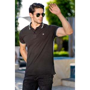 T-shirt YAZ Homme Slim Fit en Piqué 100% Coton Brodé, Confortable, Respirant, Manches Courtes, Couleur Unie Foncée pour le Golf - Product Image 4