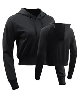 Sudadera con capucha transpirable de doble capa para mujer con logotipo en relieve de 400GSM - Product Image 3