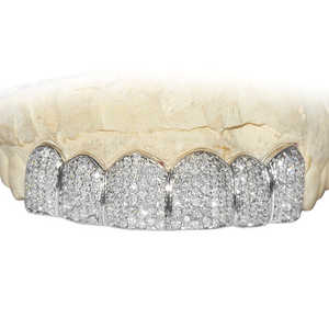 Luxe 14k 18K Or Blanc Hip Hop Personnalisé Grillz 925 Dents en Argent Grillz Glacé VVS Moissanite Diamant Grillz Dents pour Hommes - Product Image 2