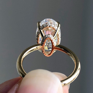 Anillo de diamante de corte ovalado cultivado en laboratorio de 3,00 quilates, anillo de boda de compromiso, joyería, anillo de oro amarillo de 14K - Product Image 5