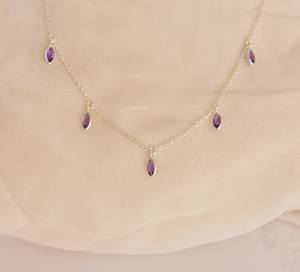 Natural Amethyst Silver <b>Necklace</b> Dainty Chain Handmade Jewelry 925 Sterling Silver Minimalist Birthstone Gift for Women - Product Image 2