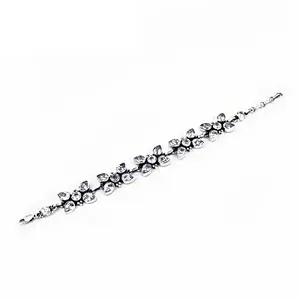 Women's Silver Cubic Zirconia Flower <b>Bracelet</b> for Party Wear Elegant Crystal <b>Bangles</b> & <b>Bracelets</b> - Product Image 1