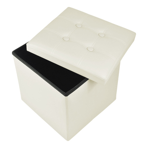 Pouf quadrato Beige 40x40x40 cm poggiapiedi imbottito con portaoggetti bianco grigio nero casa sgabelli mobili da soggiorno e Pouf" - Product Image 1