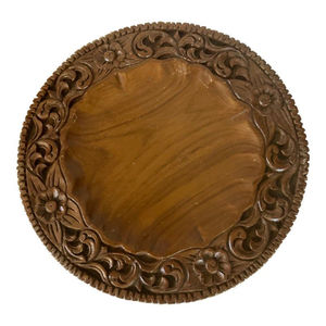 Assiette de service ronde en bois de manguier tournée à la main, élégante pour la table et les mariages, sous-assiette décorative en gros - Product Image 2