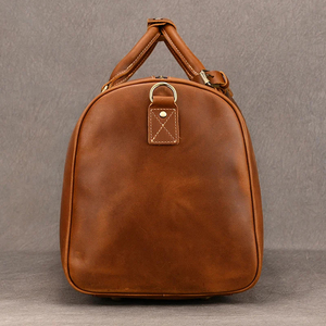 Leather Duffel <b>Bag</b> Weekender <b>Travel</b> <b>Bag</b> With Zipper Closure And Adjustable Strap Brown Durable Design - Product Image 6