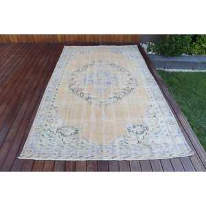 Alfombra Grande Vintage, Alfombra Turca de 5,2x8,9 pies, Alfombra de Lana Azul Ombré - Product Image 1