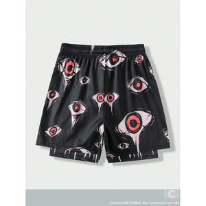 Gran oferta, pantalones cortos con cordón y estampado de ojos a la moda para hombre gótico para verano, pantalones cortos de estilo informal para hombre - Product Image 2