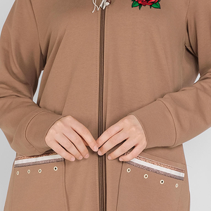 Ensemble de Survêtement Sportswear Musulman Deux Pièces pour Femme Broderie Uni Manches Longues Écologique Séchage Rapide Sweatshirt & Pantalon de Survêtement - Product Image 3