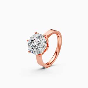 4.03 Ct Lab Grown Diamond Six Prongs Solitaire <b>Statement</b> <b>Ring</b> In 9K Yellow White And Rose Gold - Product Image 1