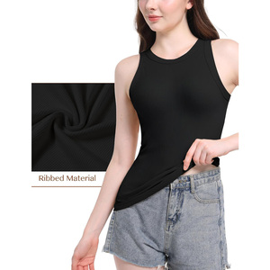 Camiseta sin Mangas Casual para Mujer, Diseño Liso de Color Sólido, Tela Suave al Tacto, Atuendo Moderno de Verano, Ropa para Exportación al por Mayor - Product Image 4