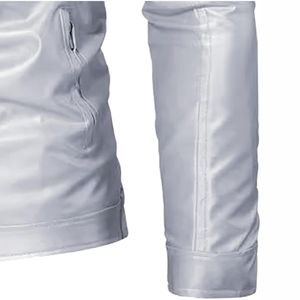 Chaqueta de Cuero Unisex con Cuello Alto y Logotipo Frontal, Estilo Motociclista de Moda 2025, 100% Cuero, Impermeable y Transpirable - Product Image 3