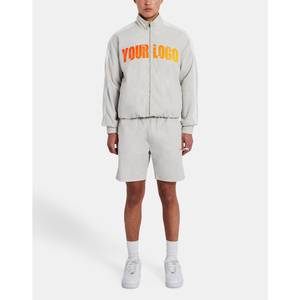 Hot Selling OEM Custom Men's Winter Streetwear Hooded Windbreaker <b>Short</b> Set Premium Quality Nylon <b>Zip</b> Windproof Breathable New - Product Image 1