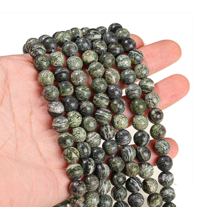 Perles de pierre, perles vertes zébrées, brin de pierres, bijoux en pierre, pierres précieuses lisses, collier de guérison, cristal naturel, grossiste - Product Image 2