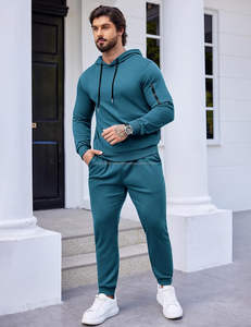 Men Double Zip Up Hoodie Custom 350gsm Freece Rhinestone Sweatpants 2 PCS <b>Set</b> Man Fashion Streetwear <b>Sets</b> Plus Size Tracksuit - Product Image 5