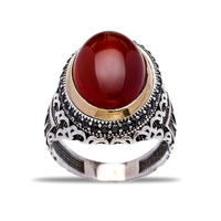 Bague authentique pour hommes, Agate, pierre précieuse, Design Ottoman turc, vente en gros, bijoux en argent Sterling 925 faits à la main