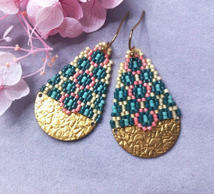 Pendientes de cuentas de semillas Pendientes tejidos - Product Image 1