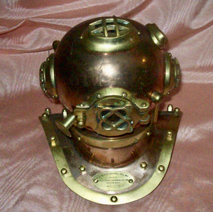 Casque de plongée en laiton et cuivre bleu marine, fabriqué à la main, de qualité supérieure, casque de plongée sous-marine antique - Product Image 2