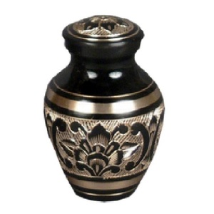 High Quality Brass Cremation <b>Keepsake</b> Urns With Engraving Gold And Black Color Finished For Human <b>Ashes</b> - Product Image 1