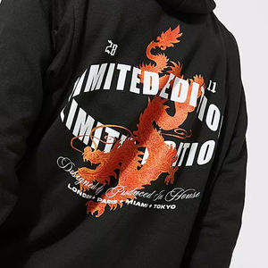 Sweat à capuche en polaire prélavé 350G surdimensionné de qualité supérieure avec motif solide col à capuche d'hiver sérigraphie - Product Image 2