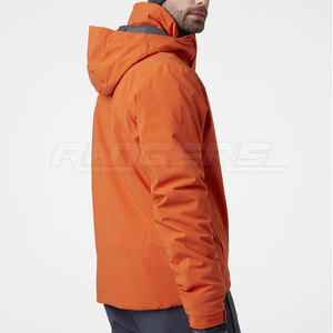 Veste de pluie à capuche orange pour hommes, nouveauté avec logo personnalisé, veste coupe-vent imperméable, vente en gros - Product Image 3