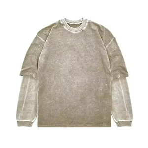 เสื้อยืดแฟชั่นผู้ชายทรงปกติ แขนสองชั้น คุณภาพสูง ผลิตตามสั่ง ผ้าฝ้าย 100% แขนสั้น แบบย้อมสีเอซิด ขายส่งระดับพรีเมียม - Product Image 4