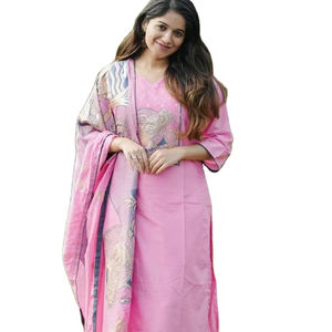 Nouveau Designer Collection Desi & Healthy Femme Soie Saree Boutique O-Neck Genou Longueur Haut et Bas avec Dupatta Élégant Élégant - Product Image 1