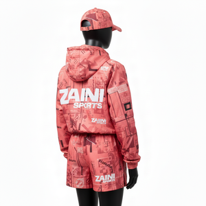 Ensemble court coupe-vent pour femmes, tissu polyester, toucher doux, sublimation intégrale, logo, ensemble court coupe-vent pour femmes, taille plus - Product Image 5