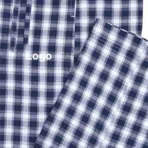 Navy Check Cross Pocket Woven <b>Pajama</b> 100% Cotton Soft Lounge Pants Comfortable Sleepwear with Drawstring Waist Side Pockets - Product Image 2