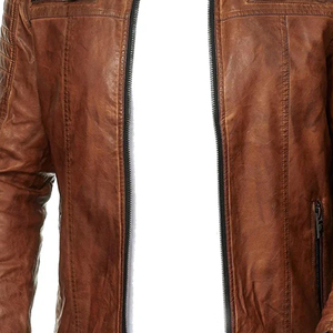 2024 Latest Design Fashion Wear Full Sleeve Leather Jackets Top Quality Casual <b>Zipper</b> Plain Color Men Leather Jacket <b>for</b> <b>Sale</b> - Product Image 5