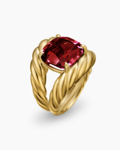 Women's 18K <b>Gold</b> Plated Red Diamond <b>Ring</b> Marbella Jewelry <b>Amethyst</b> Diamonds IGI Certified Fashion Jewelry for Weddings Parties - Product Image 2