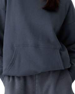 Sweat à capuche en molleton bleu acier pour femme, surdimensionné, décontracté, chaud, avec capuche, doux, pour l'hiver, style poche kangourou - Product Image 5