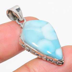 Véritable pendentif Larimar de la République Collier de pierres précieuses en argent sterling 925 Cadeau de bijouterie fait main - Product Image 3