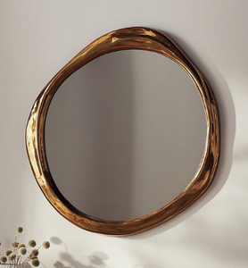 Miroir de style mural à cadre arrondi en métal de qualité supérieure en aluminium élégant pour chambre et salle de bain décor à la maison - Product Image 3