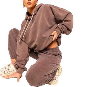 OEM ชุดวิ่ง2ชิ้นผ้าฟลีซผ้าฝ้ายพิมพ์ลายสำหรับฤดูหนาวโลโก้ตามสั่ง - Product Image 1