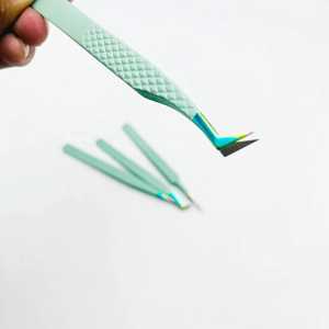 Pinzas de Precisión para Extensión de Pestañas, Tipo Gancho Curvo, Volumen Ruso, Color Rojo Rubor, Recubrimiento en Polvo, Acero Inoxidable, Antiestáticas - Product Image 3