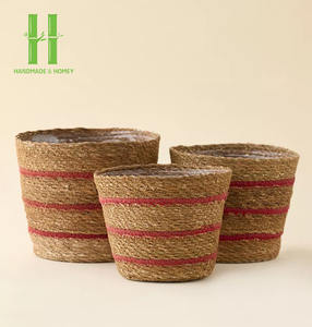 Macetas de flores tradicionales tejidas con algas marinas ecológicas hechas a mano variedad de colores personalizados Vietnam - Product Image 1