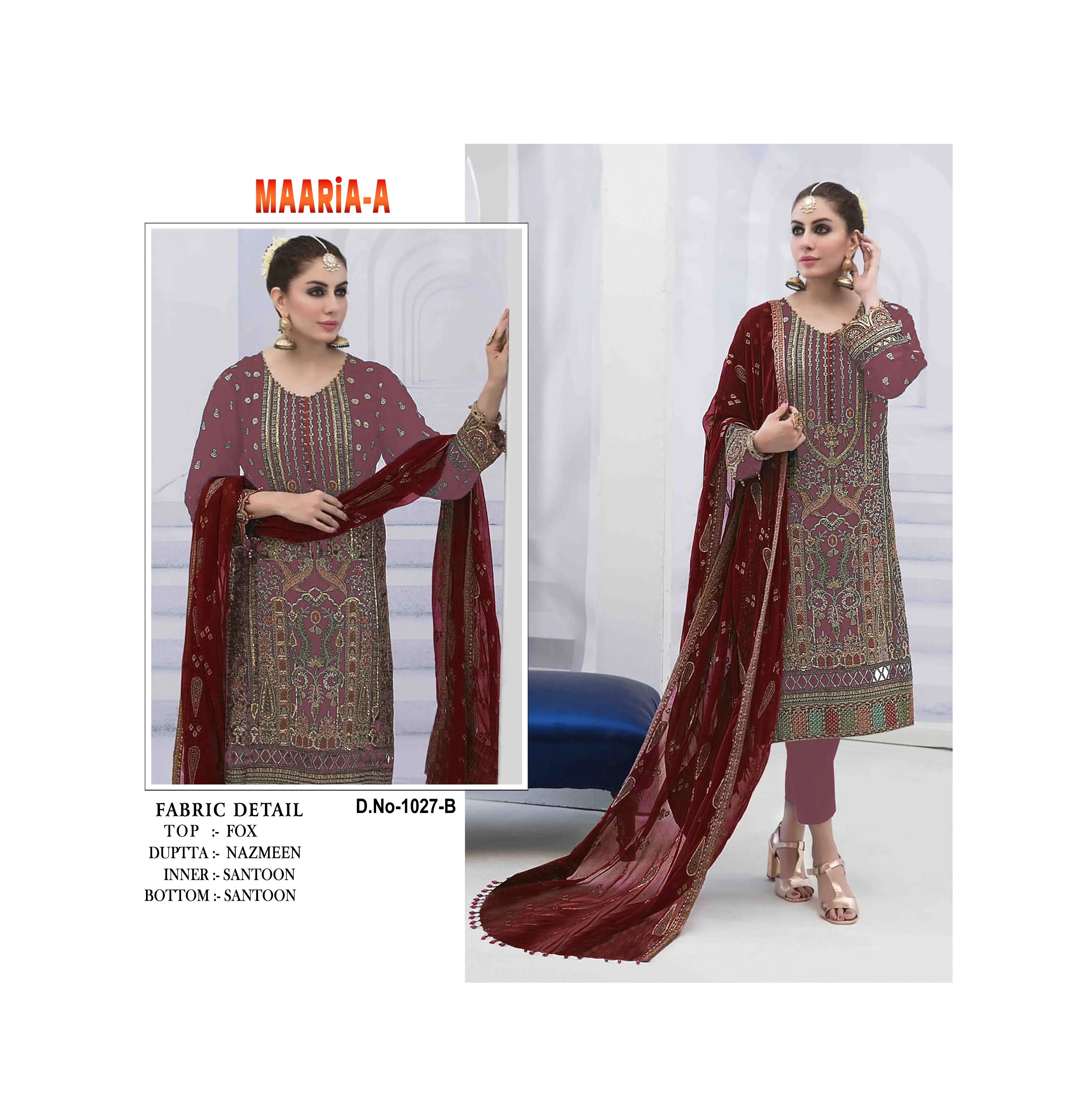 Dernier modèle de Salwar Kameez de style indien et pakistanais avec broderie lourde Dupatta avec robe Salwar Kameez