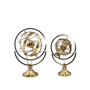 Globo de esfera armilar con acabado de latón antiguo Esfera náutica Tierra Zodiaco Horóscopo Constelaciones Base redonda de madera - Product Image 6