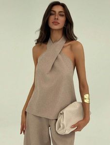 ชุดเสื้อผ้า2ชิ้นแขนกุดคอตตอนแท้พร้อมกางเกงทูนิคสำหรับผู้หญิงชุดเสื้อและกางเกงแขนกุดสำหรับฤดูร้อน - Product Image 3