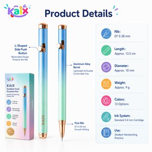 Pluma Estilográfica KAIX de Escritura Suave con Degradado, Punta Fina de 0.38mm, <span class=keywords><strong>Recargable</strong></span> y Retráctil para Práctica de Escritura - Product Image 3
