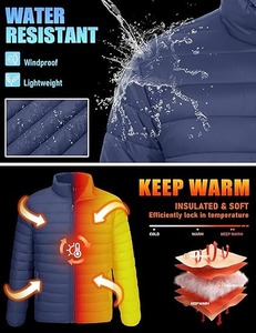 Wholesale Mens Hooded <b>Padded</b> Winter Jacket Windproof Puffer Coat with Zipper and Front Logo - Product Image 2