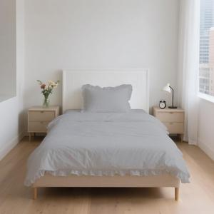 Parure de lit de luxe en polycoton gris pour lit simple – Housse de couette, drap-housse et taie d'oreiller – Motif uni pour usage domestique - Product Image 4