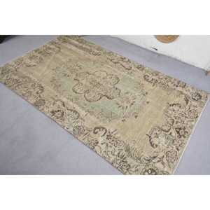 พรมตุรกี, พรมปูพื้นขนาด 4.3x7.2 ฟุต, พรมขนสัตว์เปอร์เซียสีเบจสไตล์วินเทจ - Product Image 4