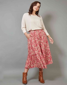 Falda Midi de Cintura Alta con Estampado Floral y Diseño Plisado para Mujer, con Bolsillos Laterales, Tejido de Poliéster/Algodón, Estilo Chic de Primavera - Product Image 6