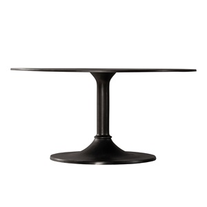 Mesa de Centro de Aluminio de Estilo Real Elegante, Acabado Negro Mate, Tapa Redonda, Altura Baja, para Sala de Estar y Dormitorio - Product Image 1