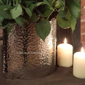 Jarrón de flores plateado con diseño martillado, florero de metal para encimera, sala de estar y mesa de hoteles decorada - Product Image 4