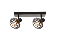 Lampes de plafond à rail en fer noir de style cage rétro à têtes multiples, support E14 réglable, projecteurs industriels pour la décoration intérieure